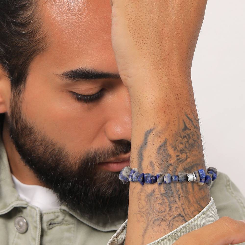 Kuzzoi Armband Beads Vintage | Lapiz Lazuli Steine (Blau)