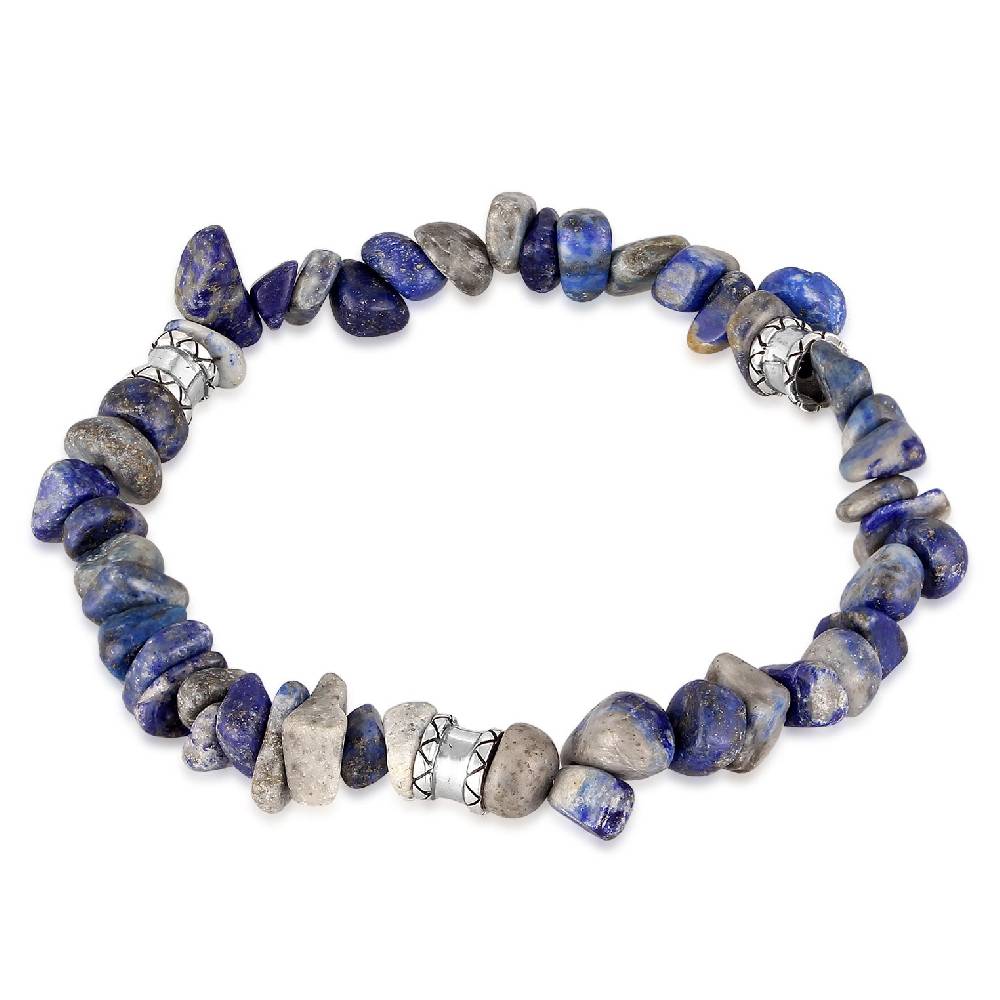 Kuzzoi Armband Beads Vintage | Lapiz Lazuli Steine (Blau)