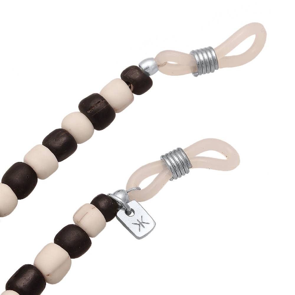 Kuzzoi Brillenkette Beads | Glas Perlen (Schwarz & Weiß)
