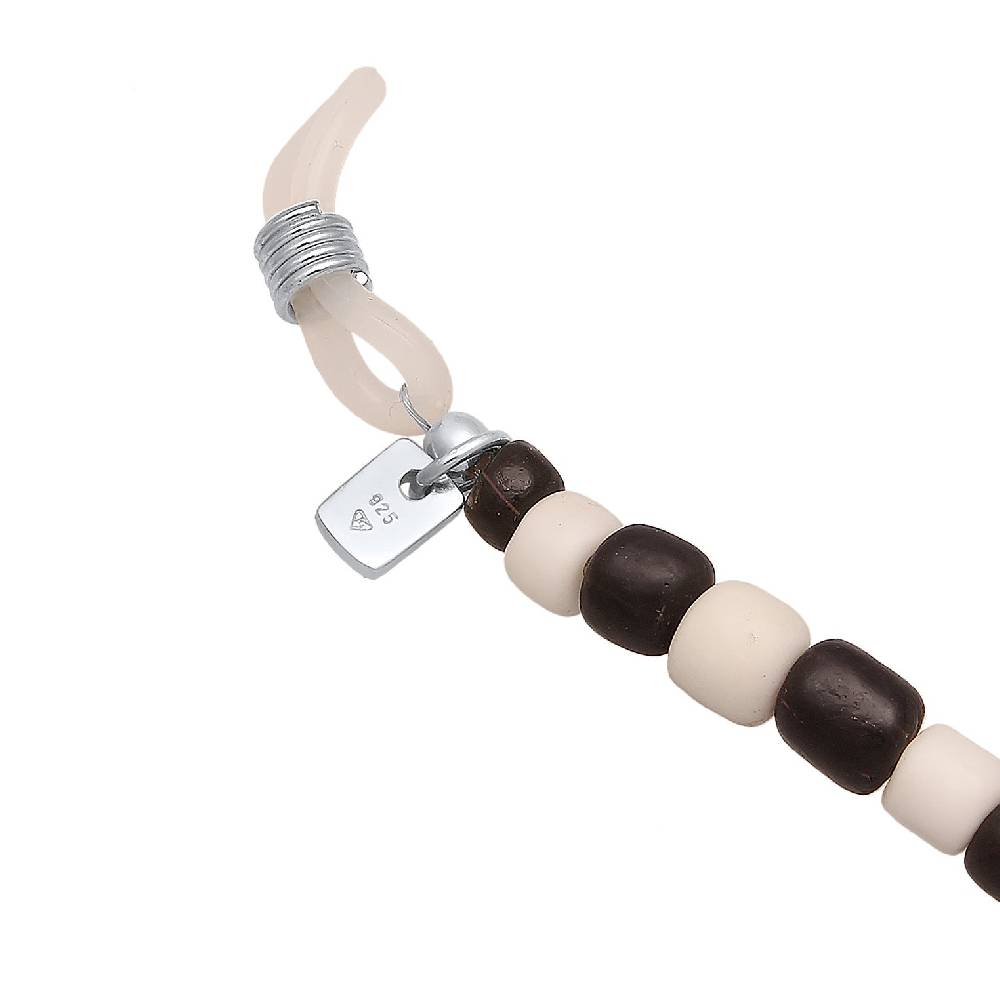 Kuzzoi Brillenkette Beads | Glas Perlen (Schwarz & Weiß)