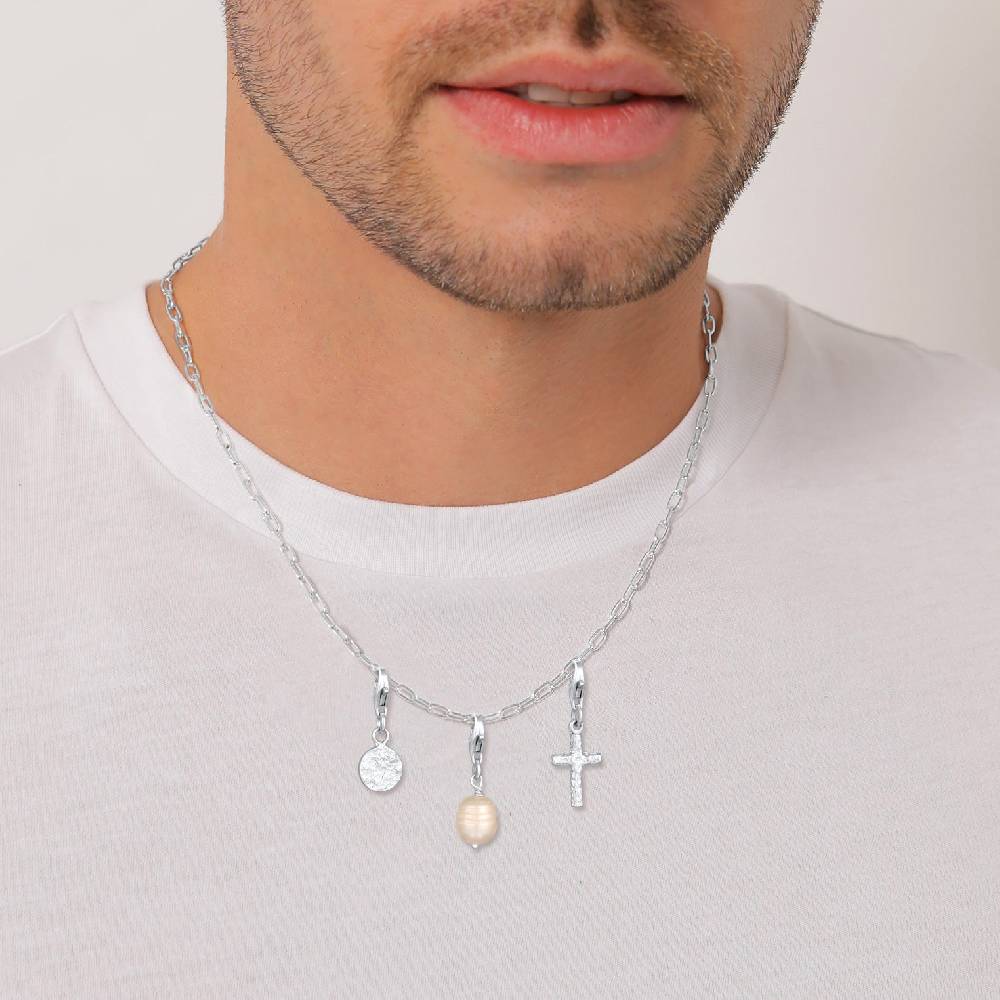 Kuzzoi Charm-Set Kreuz Plättchen Perle | Süßwasserzuchtperle