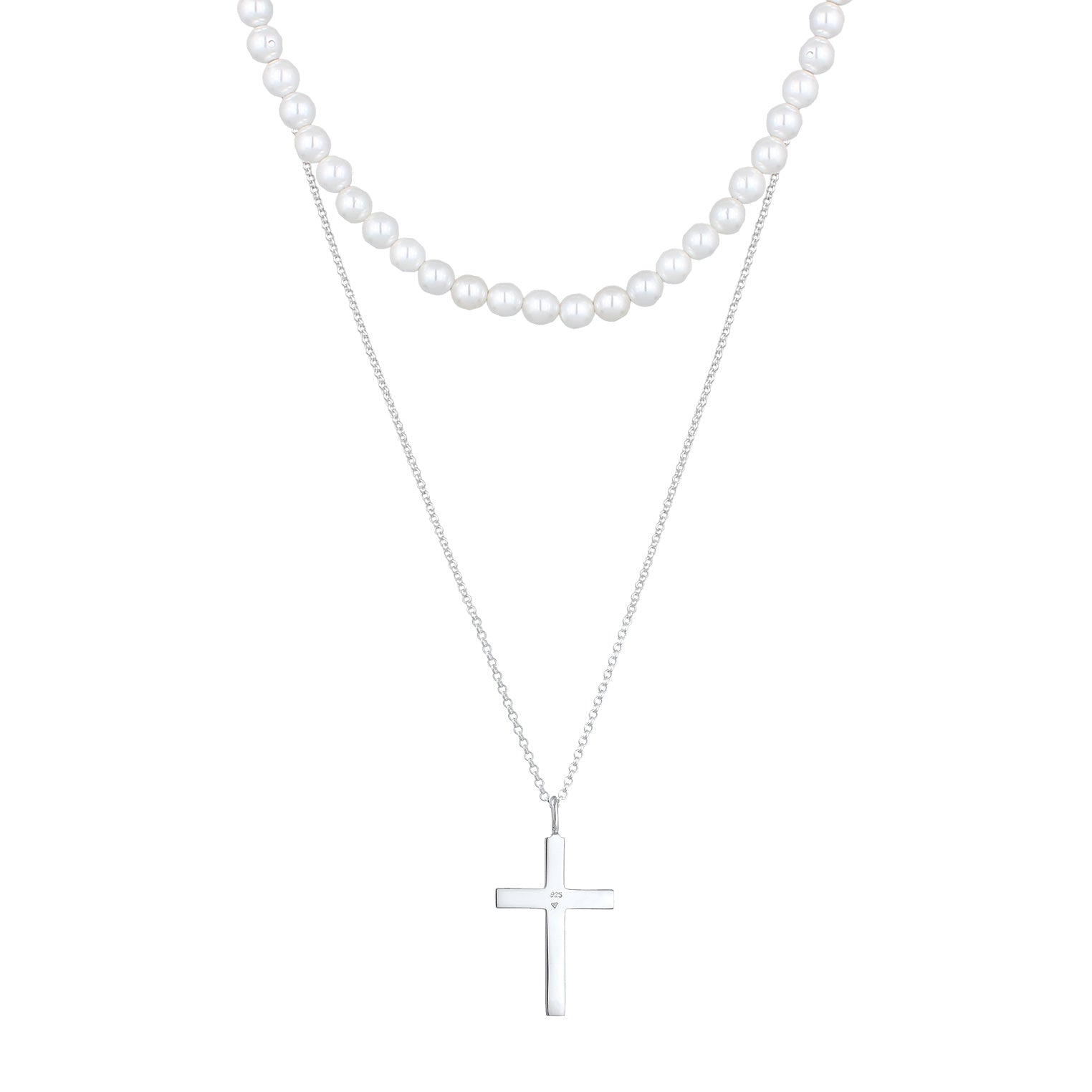 Kuzzoi Halskette Kreuz Anhänger 2er Set | Muschelkernperlen