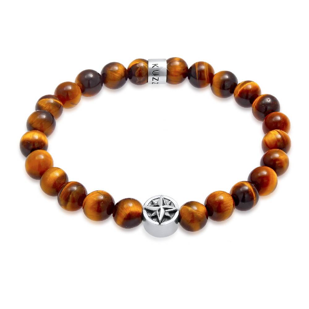 Kuzzoi Armband Kompass | Tigerauge (Braun)