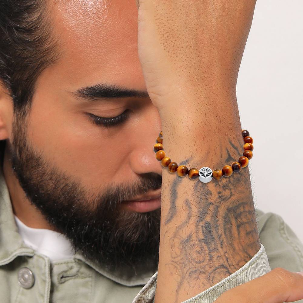 Kuzzoi Armband Kompass | Tigerauge (Braun)