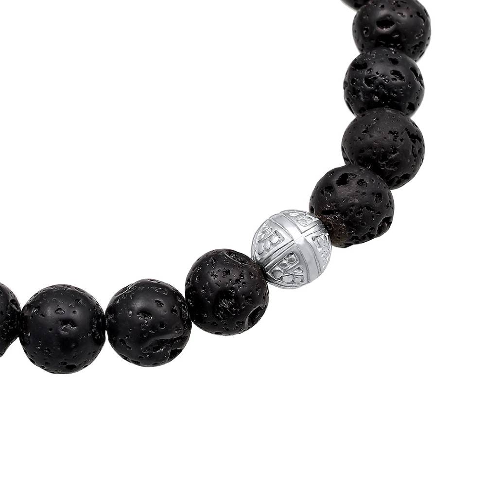 Kuzzoi Armband Kreuz | Lava Steine (Schwarz)