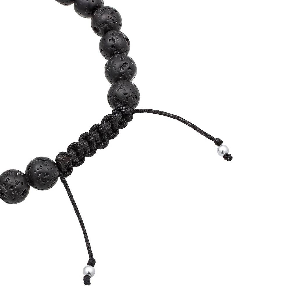 Kuzzoi Armband Kreuz | Lava Steine (Schwarz)