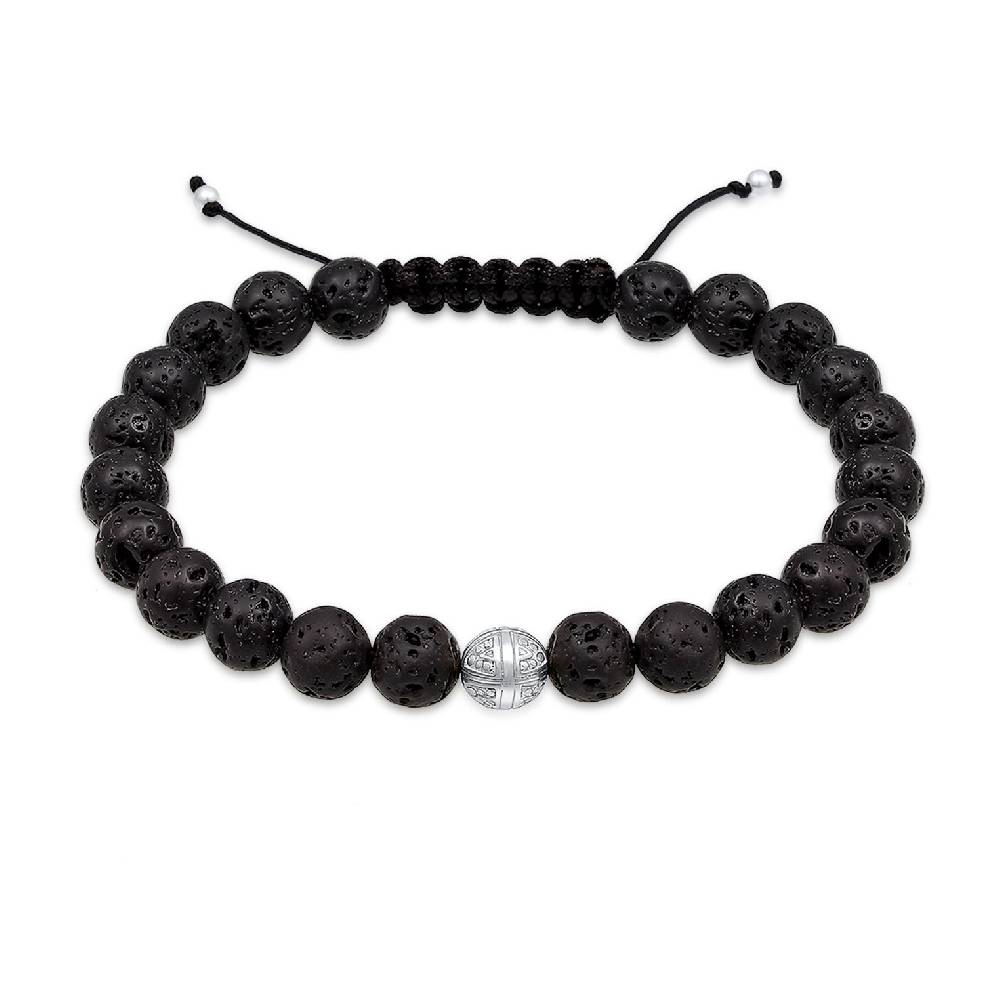 Kuzzoi Armband Kreuz | Lava Steine (Schwarz)
