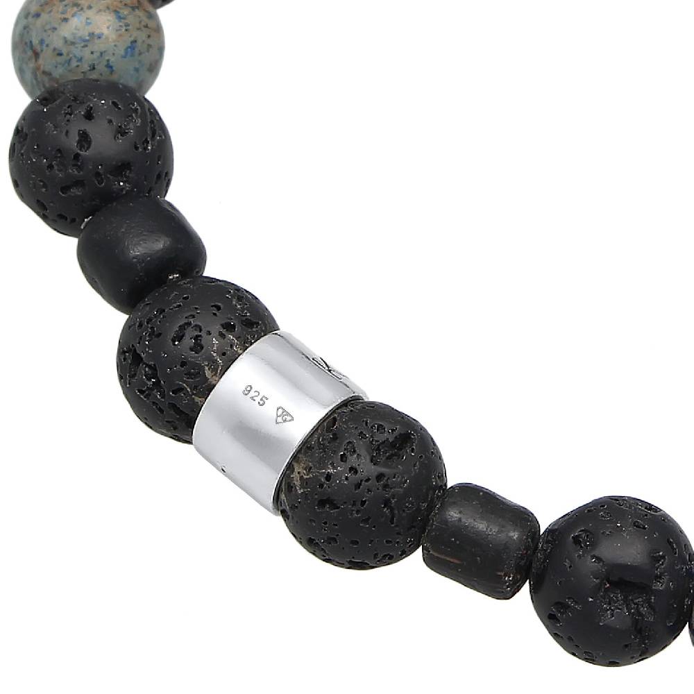 Kuzzoi Armband Kugeln | Lava, Achat (Schwarz, Blau)