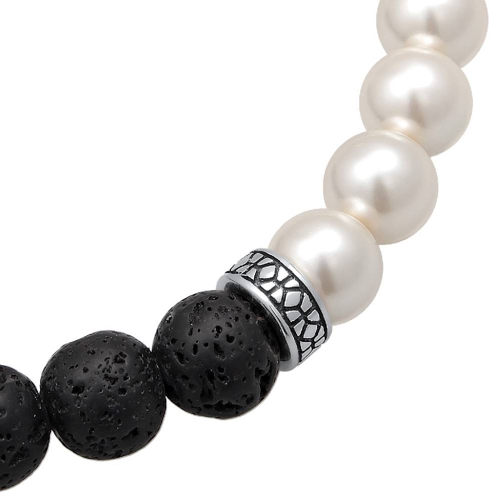 Kuzzoi Armband Schwarz-Weiß | Lava Perlen