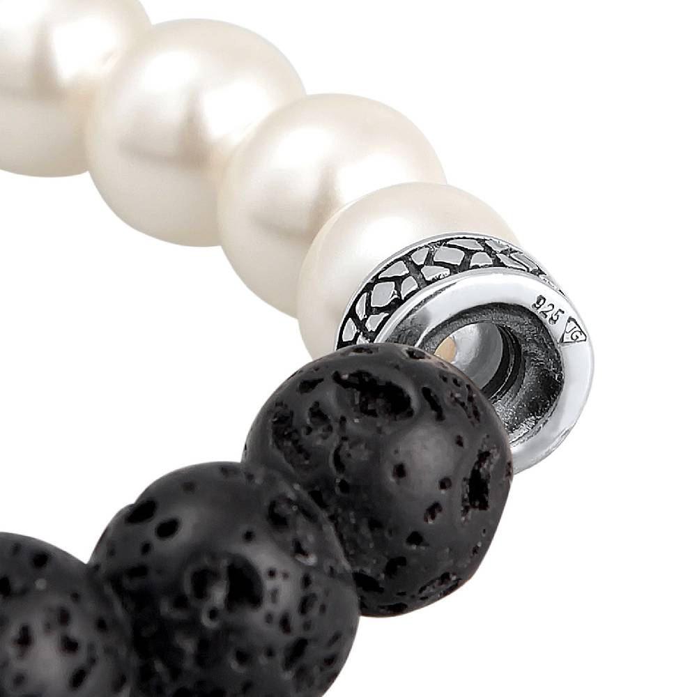 Kuzzoi Armband Schwarz-Weiß | Lava Perlen