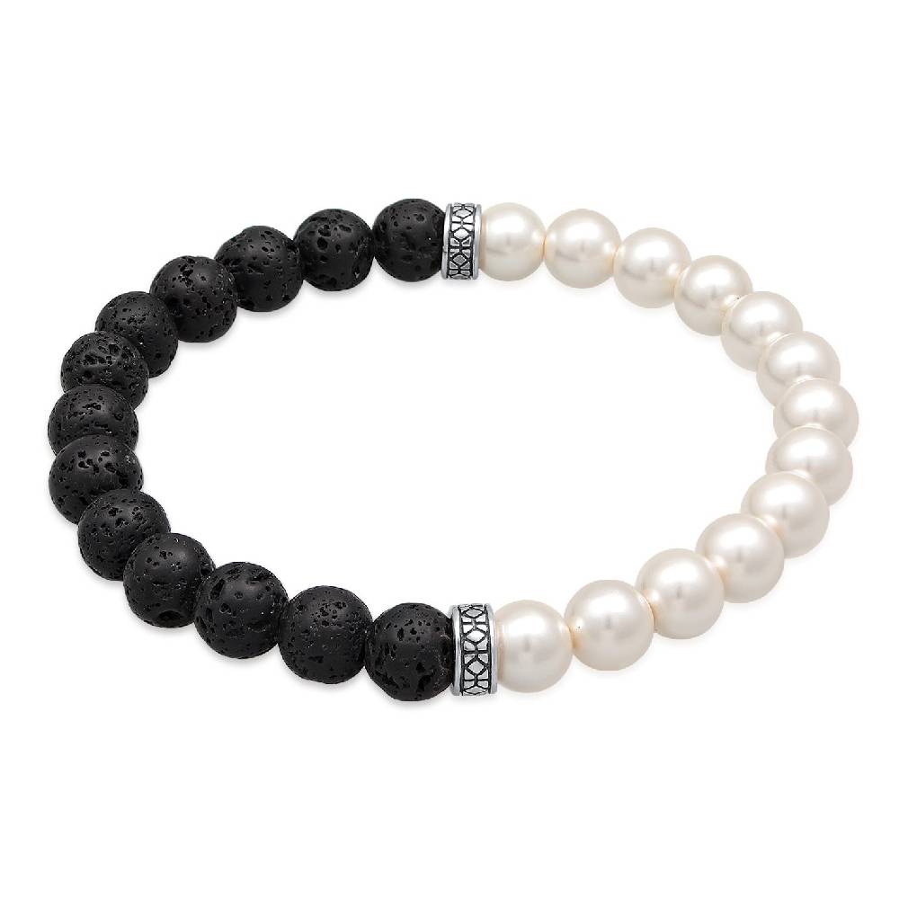 Kuzzoi Armband Schwarz-Weiß | Lava Perlen