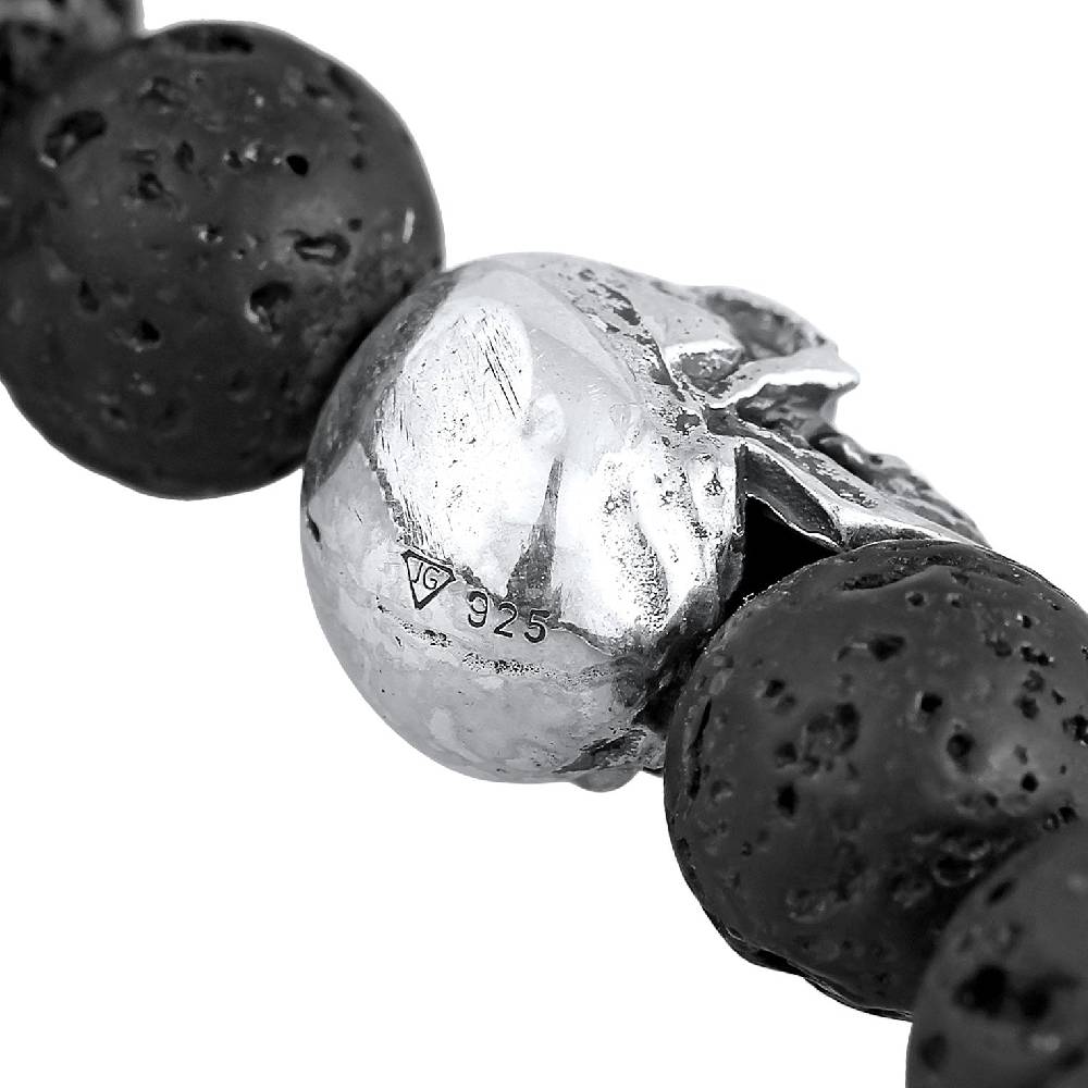 Kuzzoi Armband Totenkopf | Lava Perlen