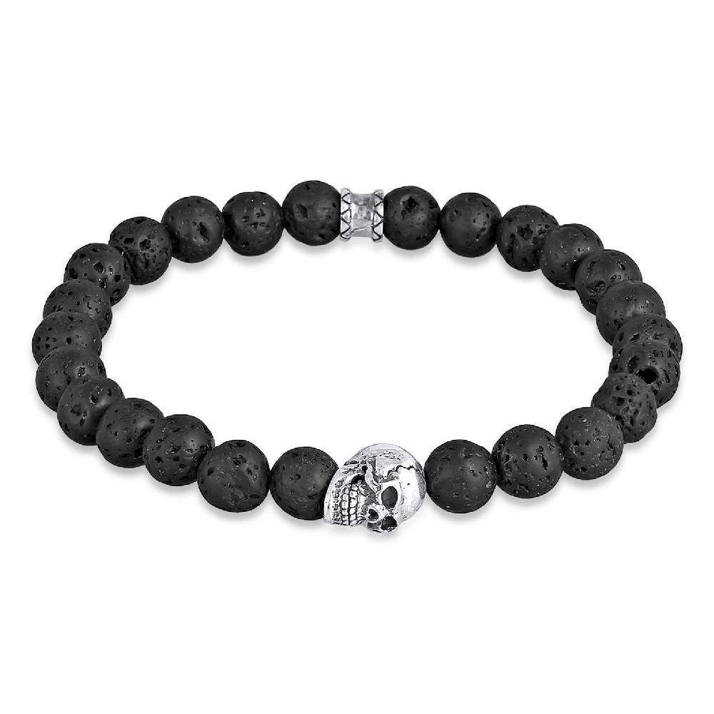 Kuzzoi Armband Totenkopf | Lava Perlen