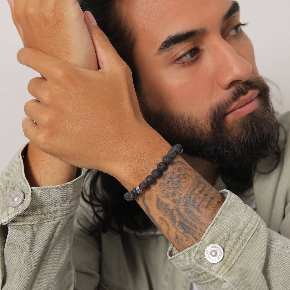 Kuzzoi Armband Vintage | Lava Perlen (Schwarz)