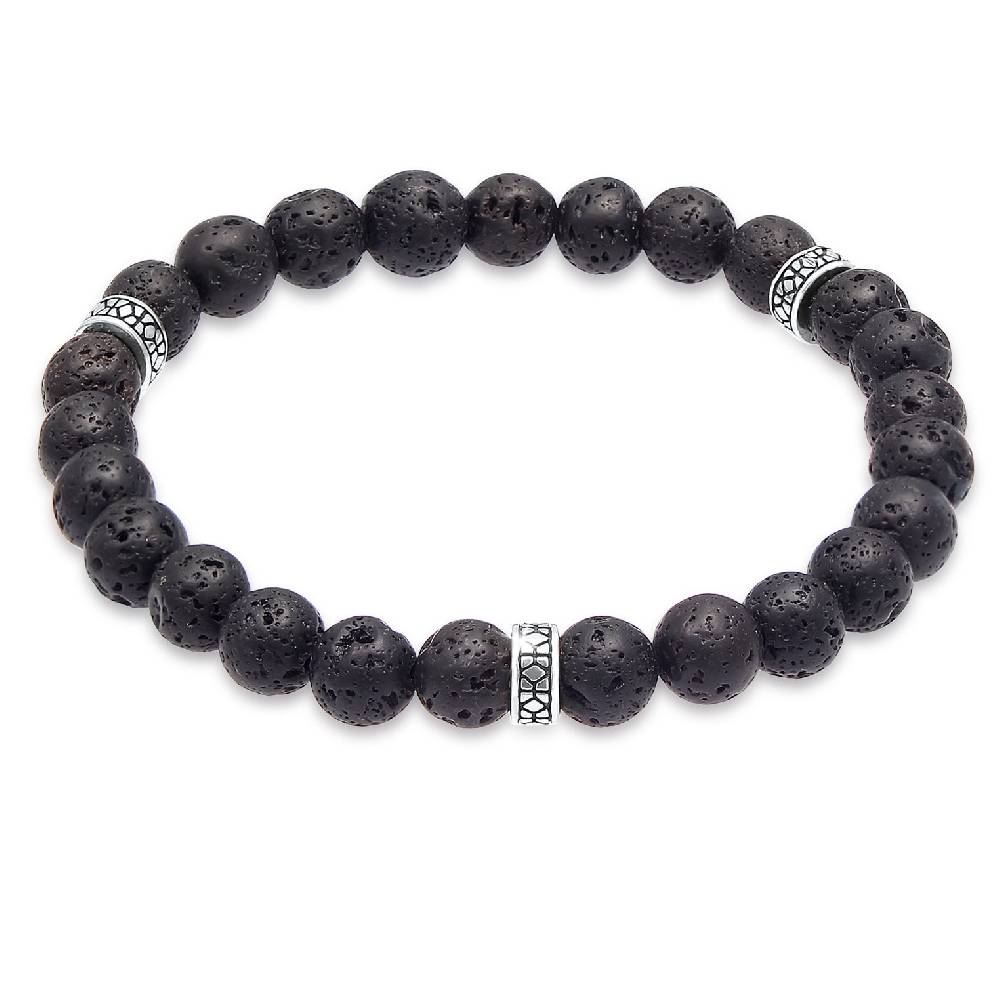 Kuzzoi Armband Vintage | Lava Perlen (Schwarz)