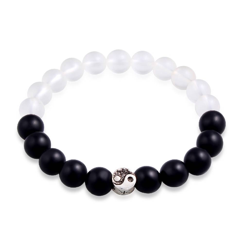 Kuzzoi Armband Yin Yang Beads | Onyx (Schwarz)