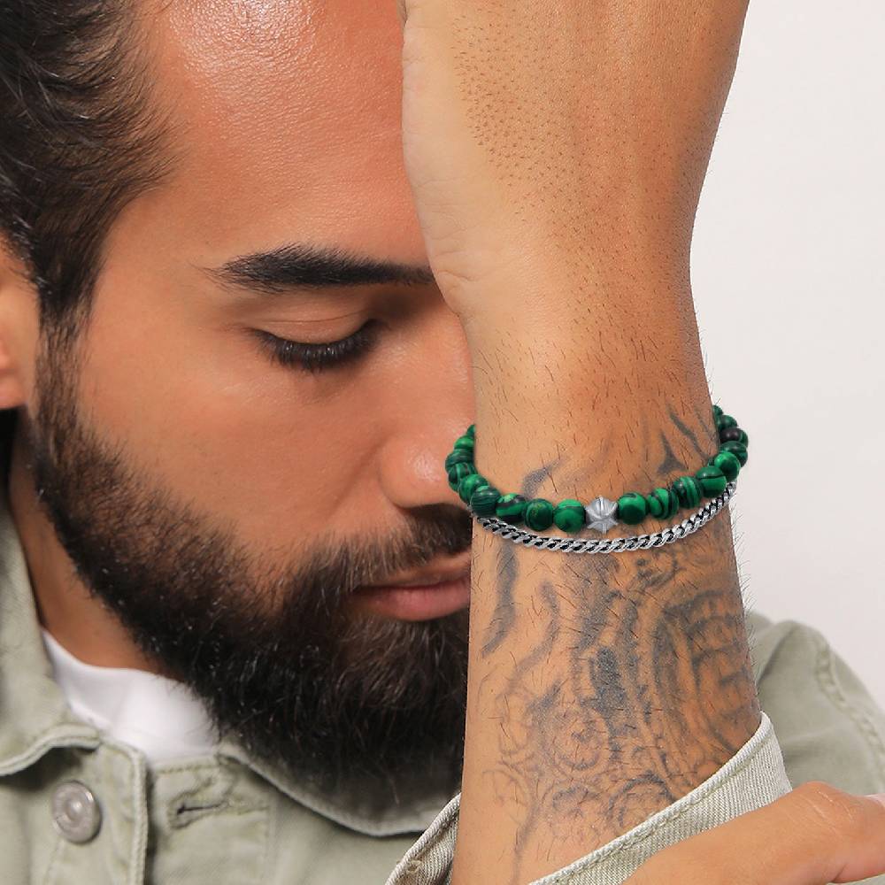 Kuzzoi Armbandset Perlen | Malachit (synt.)