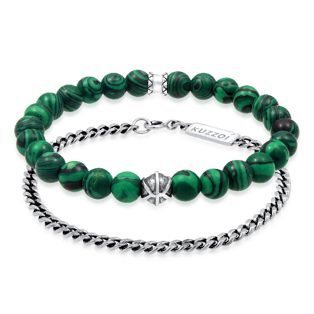 Kuzzoi Armbandset Perlen | Malachit (synt.)