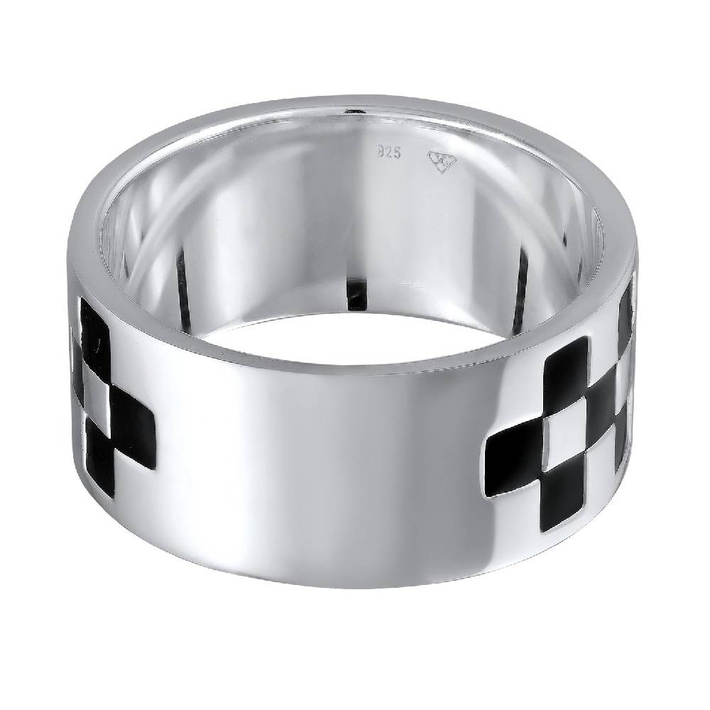 Kuzzoi Bandring Schachbrett | Emaille (Schwarz)