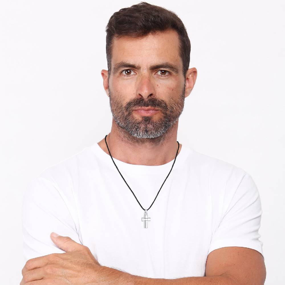 Kuzzoi Glieder-Halskette Kreuz | Leder