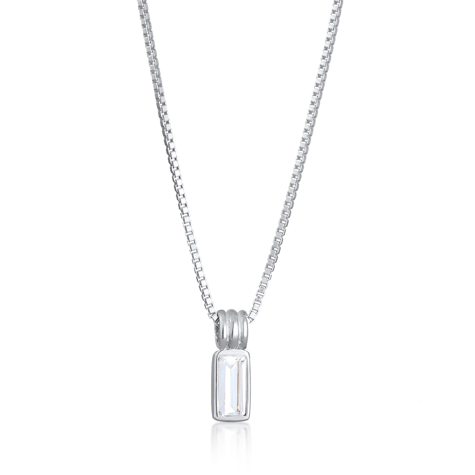 Kuzzoi Halskette Anhänger Rechteck | Topas (Weiß)