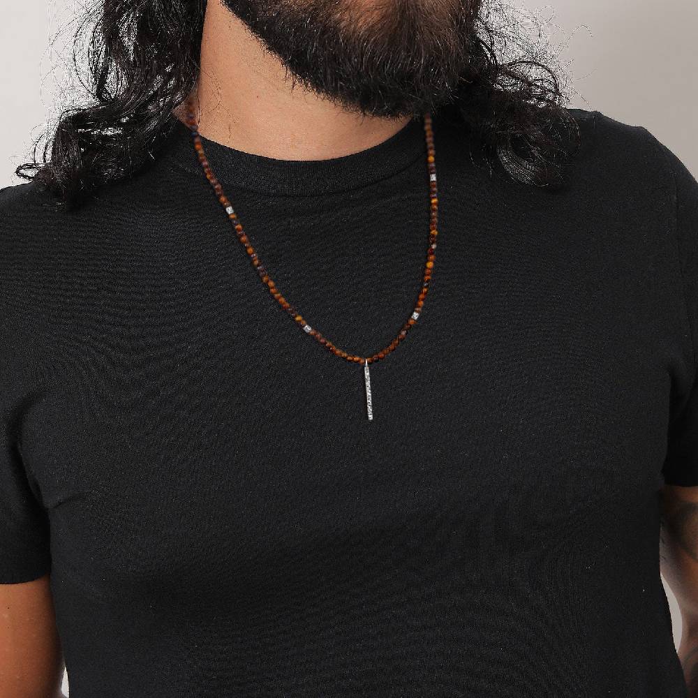 Kuzzoi Halskette Barren Anhänger | Tigerauge (Braun)