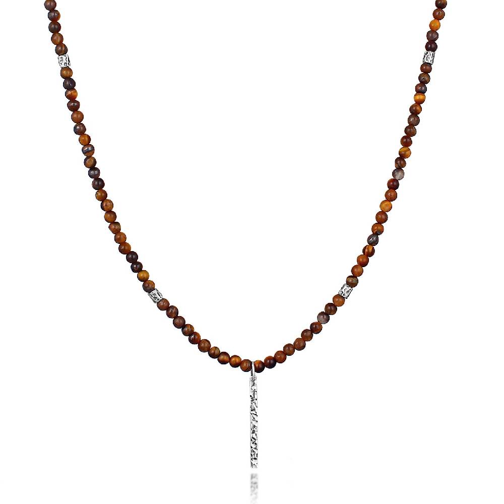 Kuzzoi Halskette Barren Anhänger | Tigerauge (Braun)