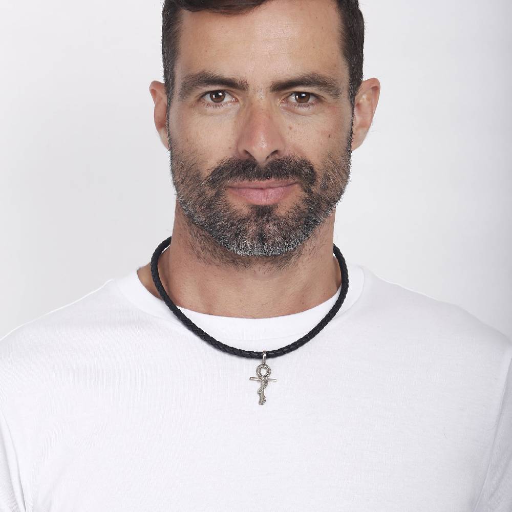 Kuzzoi Halskette Kreuz Schlange | Leder