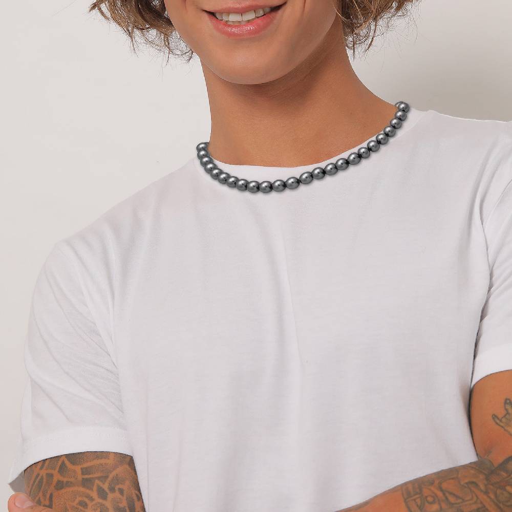 Kuzzoi Halskette | Perlen (Anthrazit)