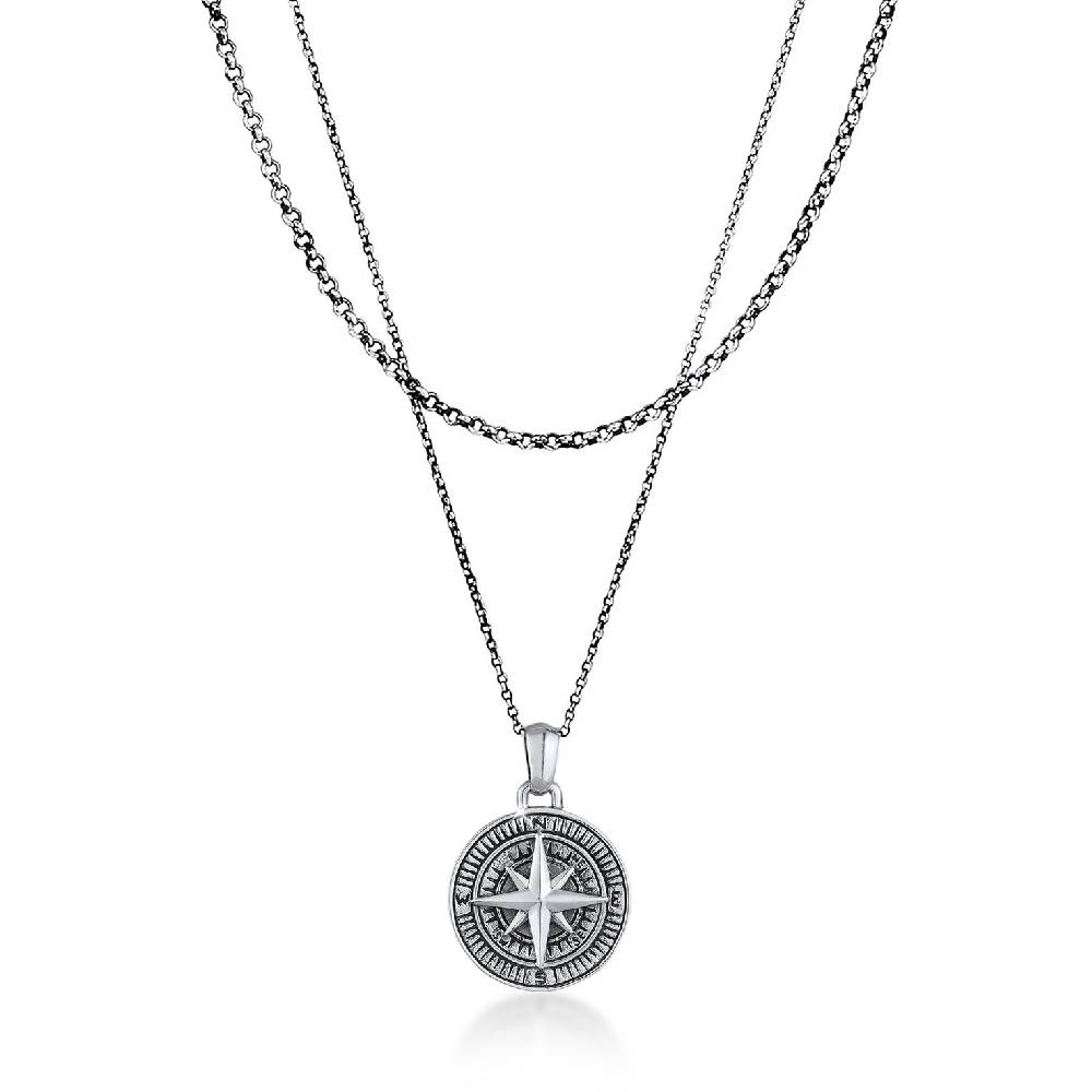 Kuzzoi Layer-Halskette Kompass Anhänger