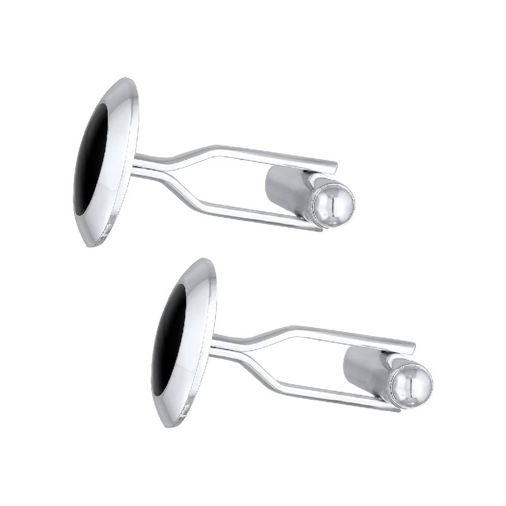 Kuzzoi Manschettenknöpfe Rund | Emaille (schwarz)