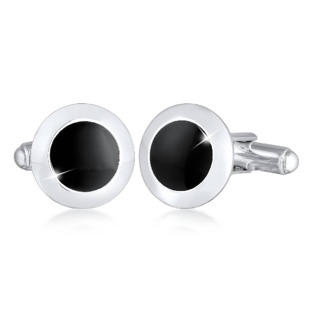 Kuzzoi Manschettenknöpfe rund | Emaille (schwarz)