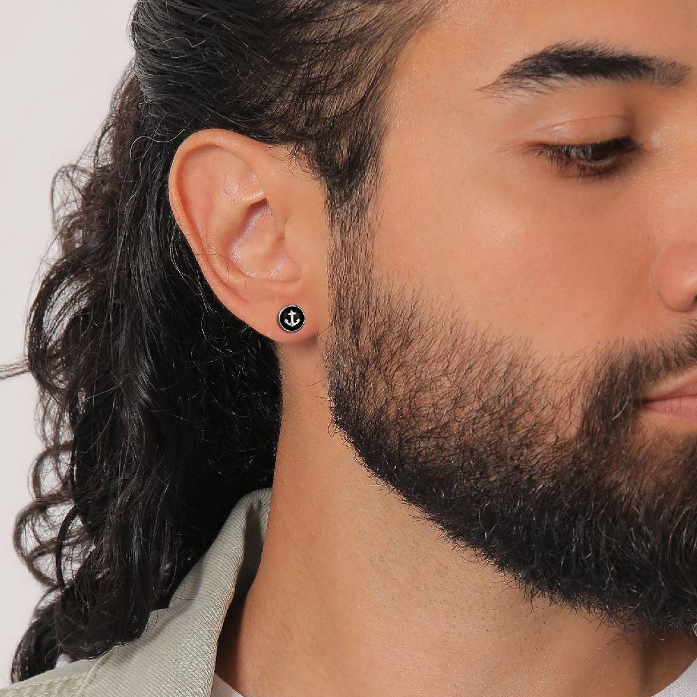 Kuzzoi Ohrstecker Anker | Emaille (Schwarz)