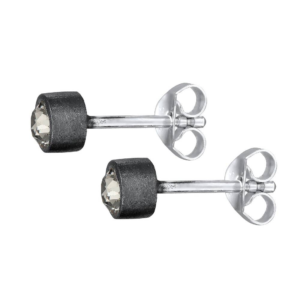 Kuzzoi Ohrstecker Rund | Kristall (Grau)