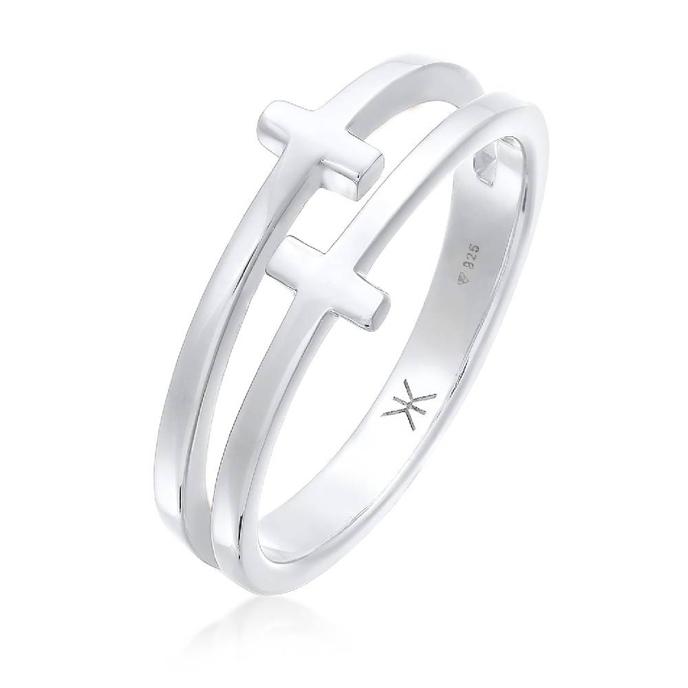 Kuzzoi Ring Kreuz Double Optik