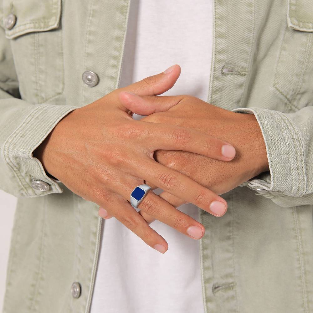 Kuzzoi Siegelring Basic | Emaille (Blau)