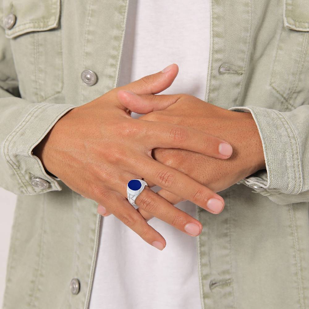 Kuzzoi Siegelring Elegant | Emaille (Blau)