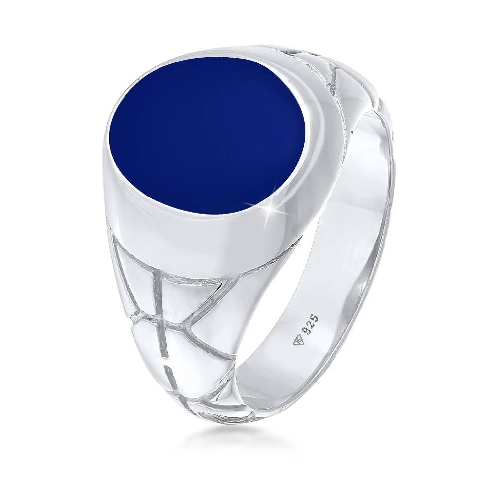 Kuzzoi Siegelring Elegant | Emaille (Blau)