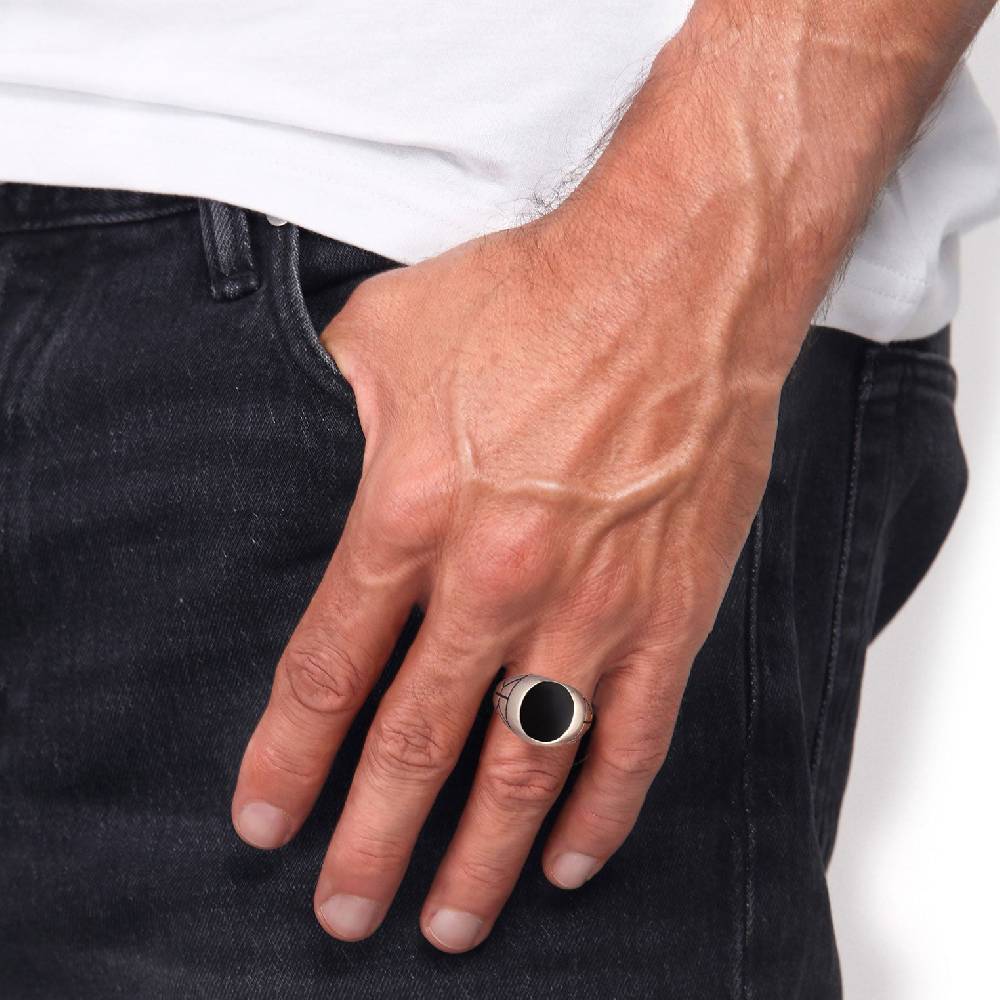 Kuzzoi Siegelring Oval Strukturiert | Emaille