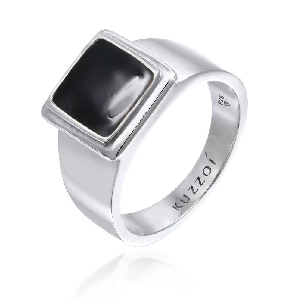 Kuzzoi Siegelring Quadrat | Emaille (Schwarz)