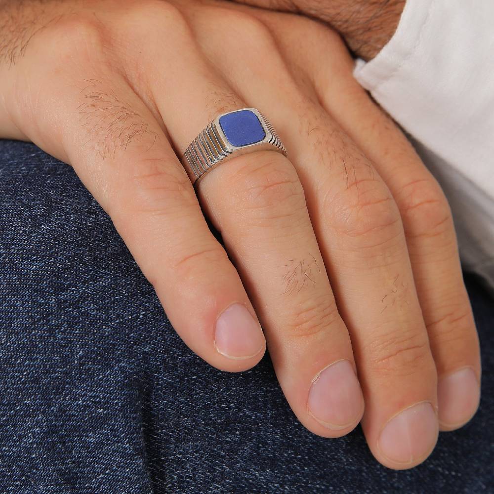 Kuzzoi Siegelring Quadrat | Sodalith (Blau)