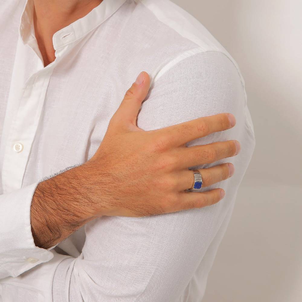 Kuzzoi Siegelring Quadrat | Sodalith (Blau)