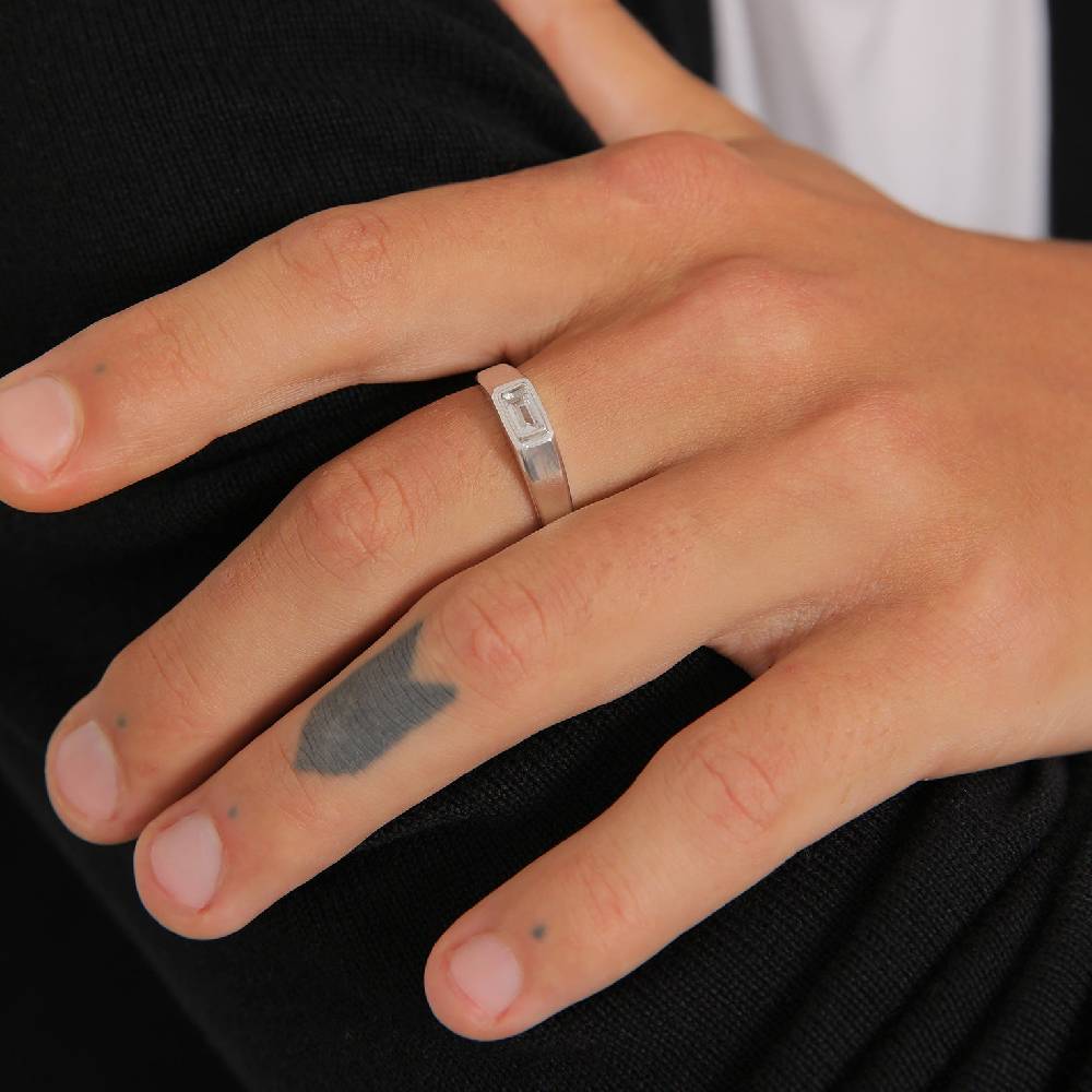 Kuzzoi Siegelring Quadrat | Topas (Weiß)