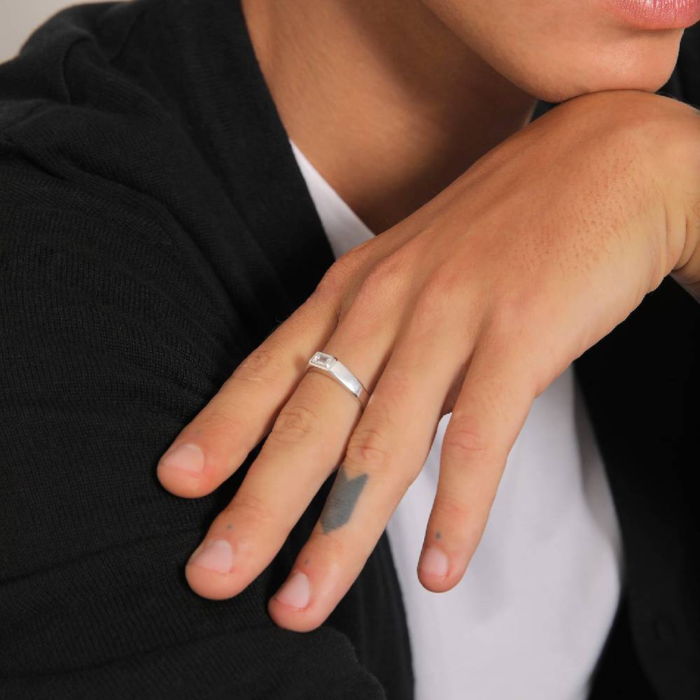 Kuzzoi Siegelring Quadrat | Topas (Weiß)