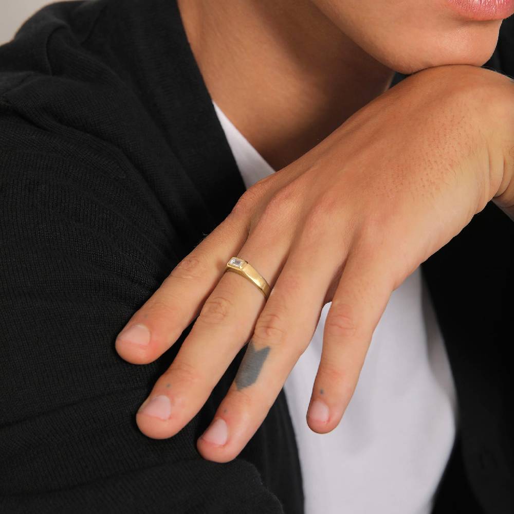 Kuzzoi Siegelring Quadrat | Topas (Weiß)