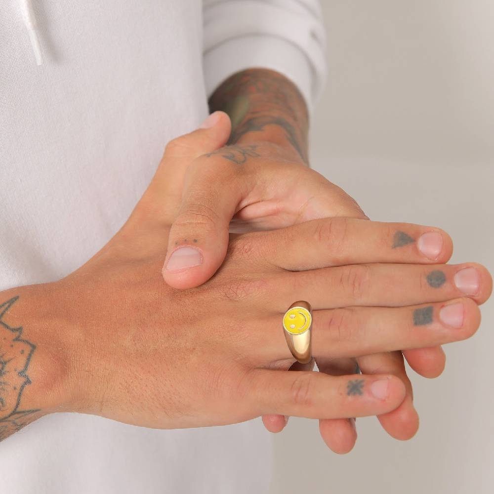 Kuzzoi Siegelring Smiling | Emaille (Blau)