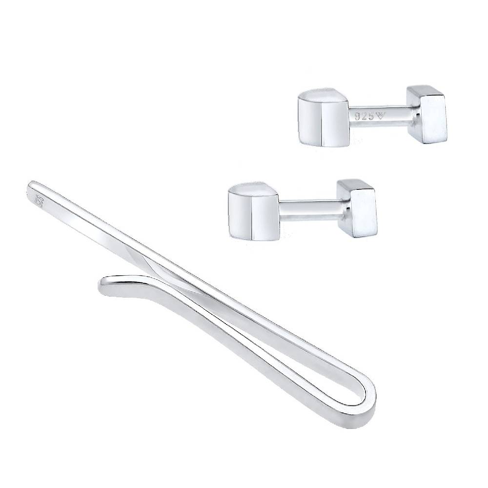 Kuzzoi Schmuckset Krawattennadel Manschettenknöpfe Basic