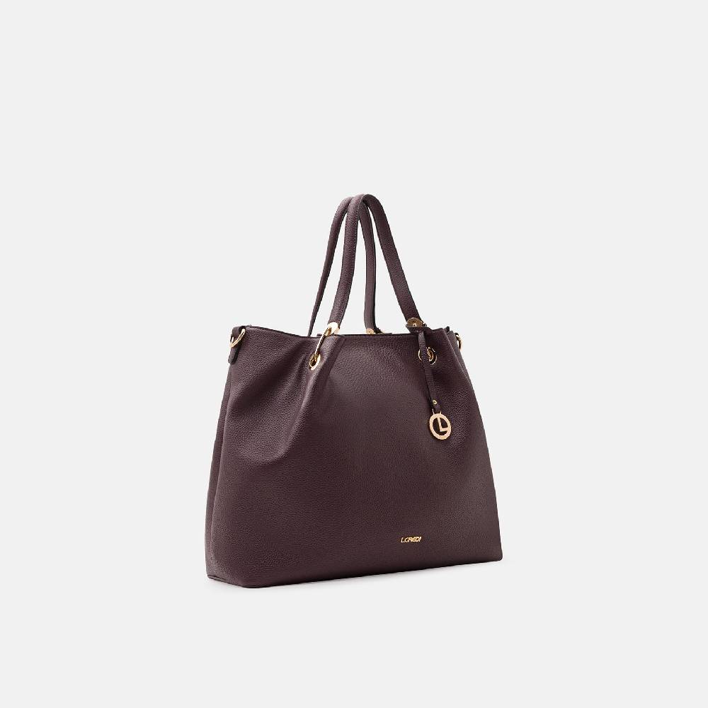 L. Credi Ebony Shopper Dark Plum