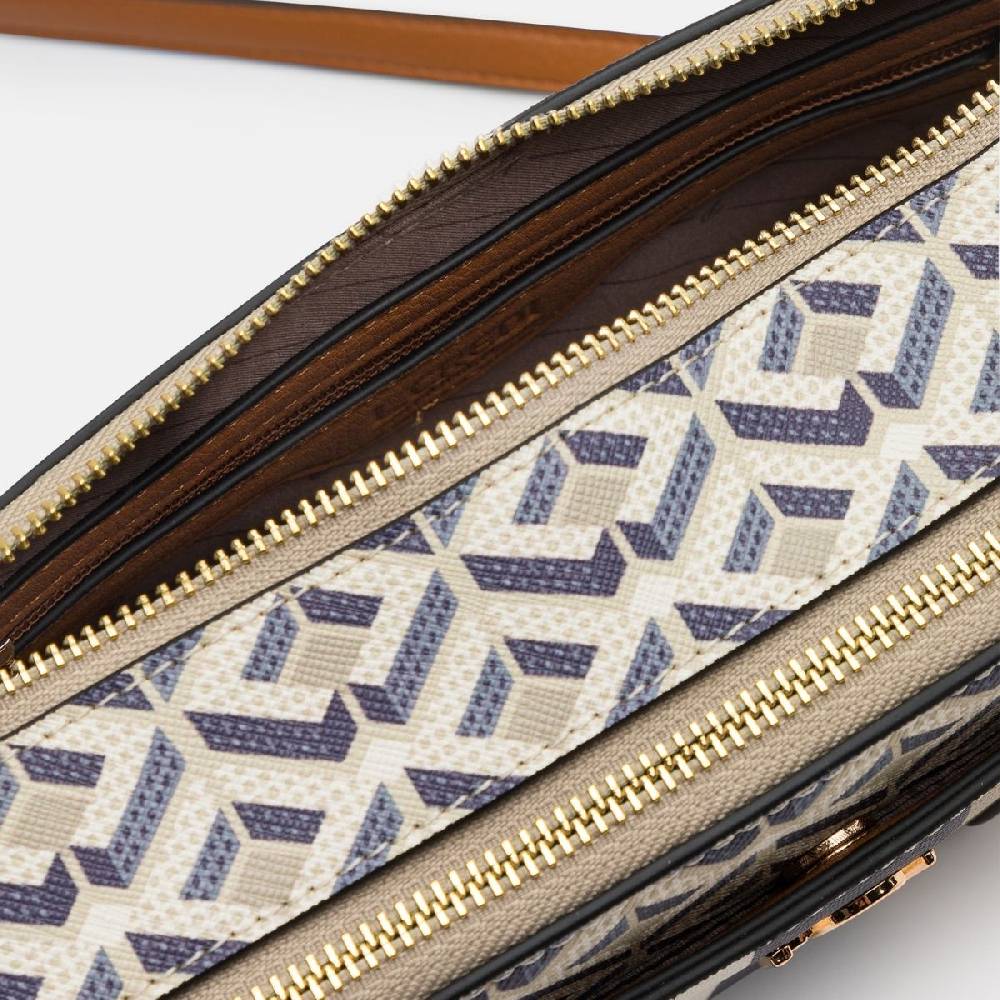 L. Credi Melina Umhängetasche Beige Multi