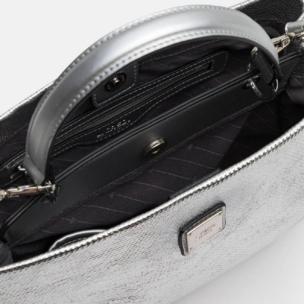 L. Credi Nadine Henkeltasche Silber